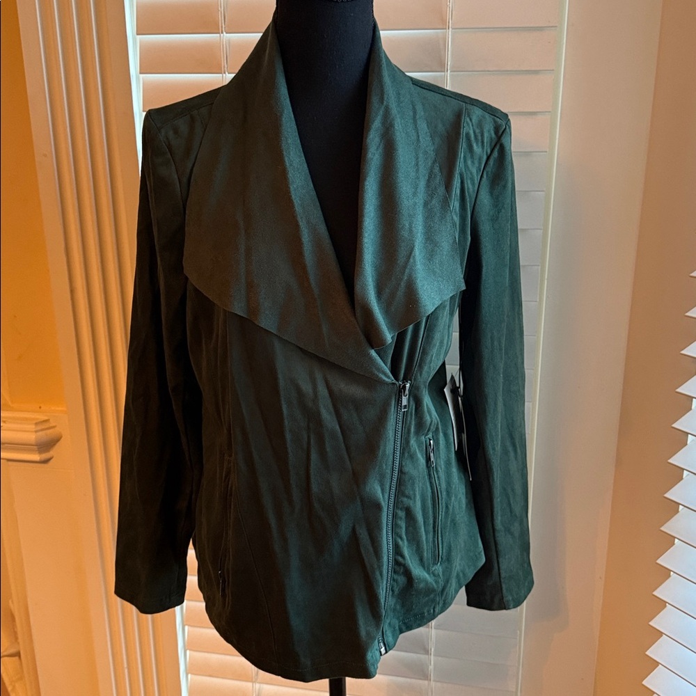 DG2 by Diane Gilman Forest Green Asymmetrical Blazer Sz S